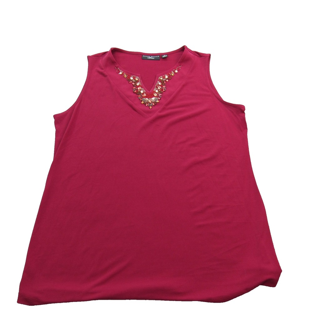 Susan Graver Tank Top Womens‎ Medium Embellished Sleeveless Shirt Blouse Artisan